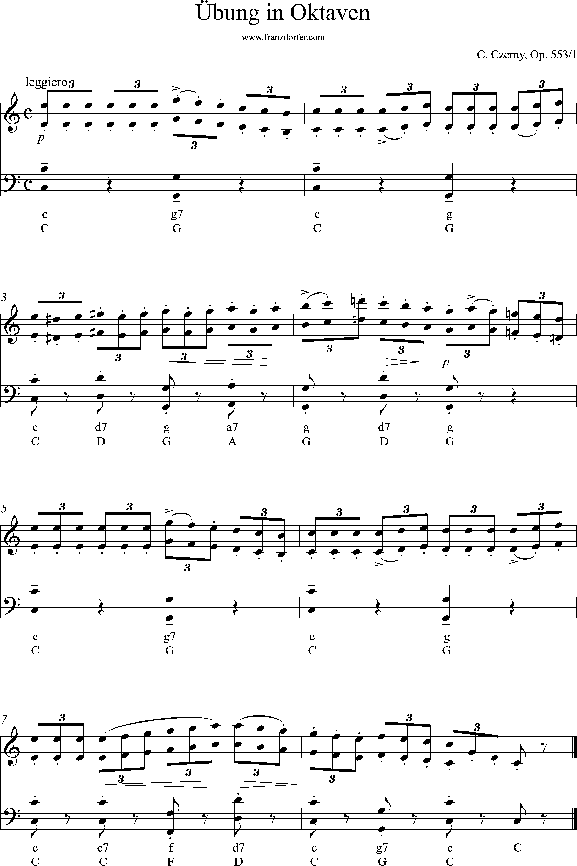 Etüde für Akkordeon, Czerny op 553